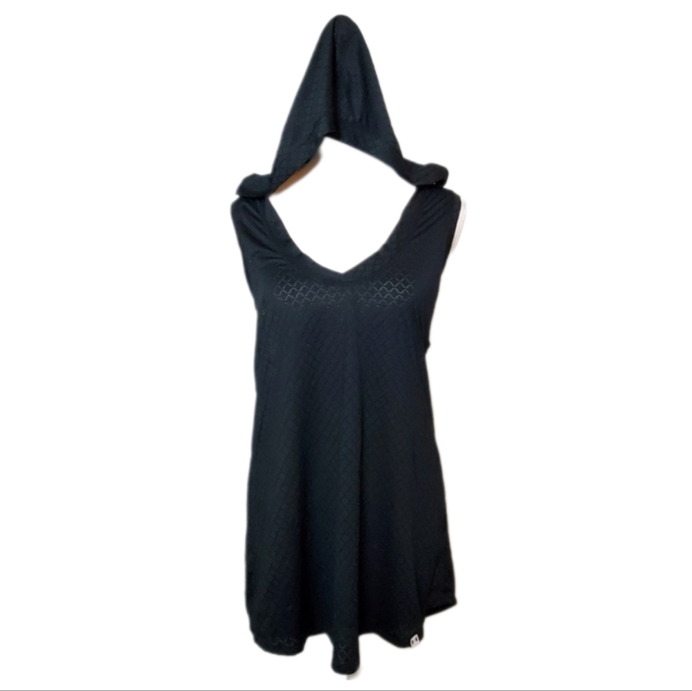 HeatGear Hooded Sleeveless V-Neck Black Top-Large